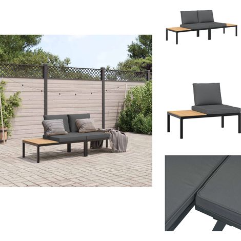 Salon de jardin 2 pcs avec coussins noir aluminium - Meubles De Jardin - Salon De Jardin - Canapé Extérieur - Mobilier D'extérieur - Canapé Pliable (1/5)