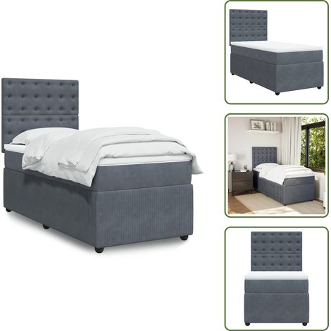 Sommier à lattes de lit avec matelas Gris foncé 100x200 cm - Sommier À Lattes De Lit - Sommiers À Lattes De Lit - Lit - Meuble De Chambre À Coucher (1/5)