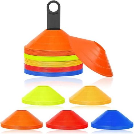 YUENFONG Lot de 50 plots de marquage, Marquage de Cônes, Disque marqueur pour L’entraînement au Football, Le Tennis, Le Hockey (1/4)