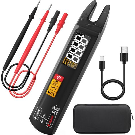 BSIDE U1 Mini Multimètre Numérique Pince Ampèremétrique Ouvert AC DC Grand LCD Couleur Testeur Automatique de Tension Courant Résistance et Continuité Capacimètre Détecteur de Courant Rechargeable (1/5)