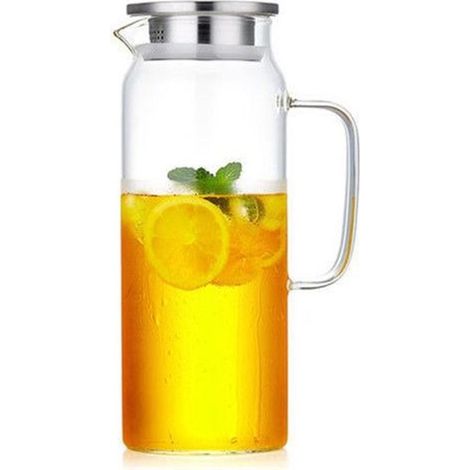 Carafe Eau Cruche en Verre avec Couvercle et Anse 1.6Litres (1/5)