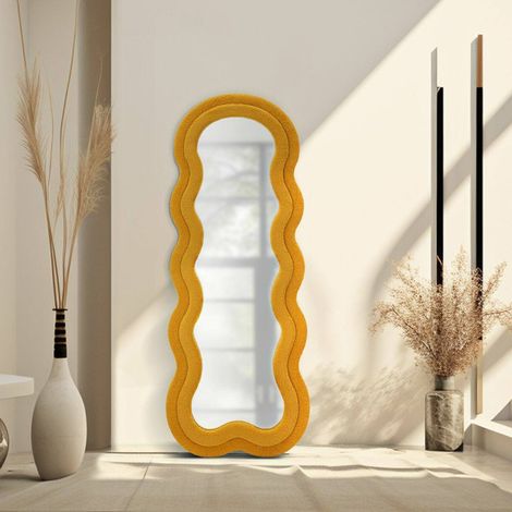 Miroir Bottarone, Structure en Bois Noble, Structure en Tissu, 4x160h cm Jaune Ocre (1/5)