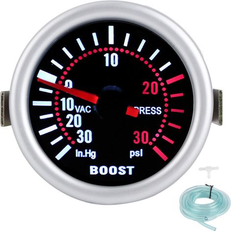 Manómetro de presión turbo de 2 pulgadas y 12 V -30-30 PSI con aguja, medidor de presión turbo para automóviles de alta precisión -Crezuo