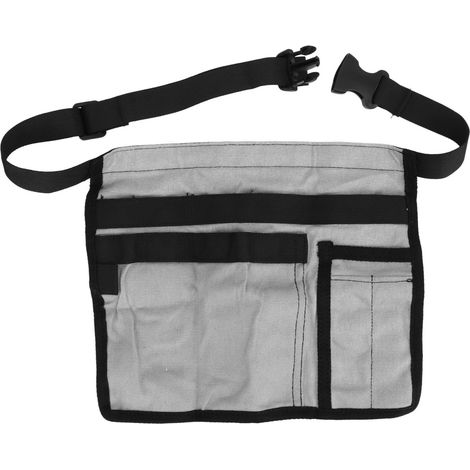 Tablier porte-outils de jardin, plusieurs poches, en tissu Oxford, ceinture ajustable, gris (1/5)