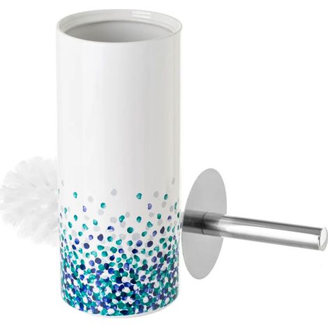Brosse WC Céramique Bleu et Blanc Pétales (1/4)