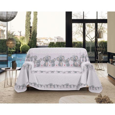 Telo Arredo Made in Italy in Cotone Grandfoulard Copritutto Copridivano Copriletto-Teli Sofà Arredatutto-Drappeggio-Arazzo-Copridivano Grand Foulard Letto Singolo - Koala Rosa