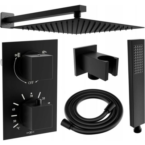 Mexen Cube DR02 set doccia ad incasso con soffione 25 cm, nero - 77502DR0225-70 (1/5)