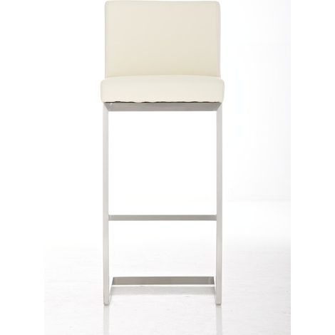 Taburete de bar Paros con tapizado de cuero sintético Crema (1/5)