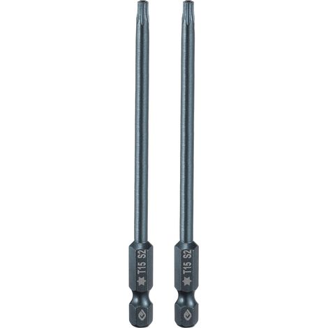 2 Pièce Embout de Tournevis Torx Magnétique, T15 1/4" Hex Tige Longueur 100mm Embout de Vissage Long Hexagonal en Acier S2 avec Trou pour Retirer les Vis de Fixation Outils (1/5)