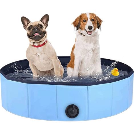 Piscine Pliable pour Chien en PVC Bleu, 160x30 cm – Bassin de Baignade Extérieur Robuste pour Animaux de Compagnie, Baignoire Portable et Facile à Installer-x (1/2)