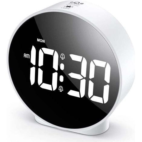 HD LED Digital Alarm Clock Dual Alarm Desk Clock 12 24 Hours Adjustable Brightness Bedroom (1/4)