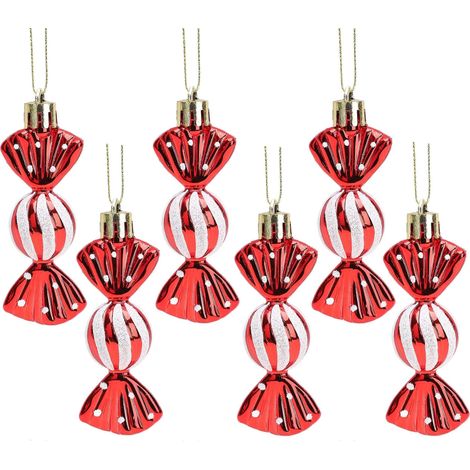 Mini-Weihnachtsdekorationen in Form von Süßigkeiten, verziert mit Glitzer und Glitzern (rot) (1/5)