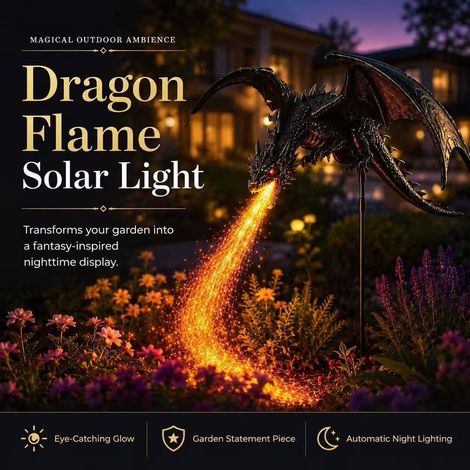 New Solar Dragon Fire Garden Light - Solar Dragon Fire Garden Light -