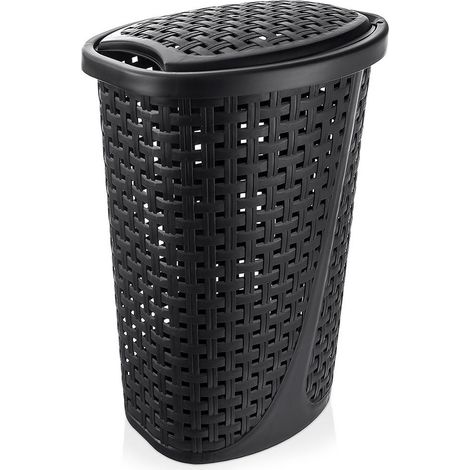 Cesto portabiancheria in plastica nera da 45 l