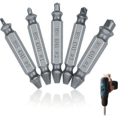5-teiliges Schraubenausdreher-Set, hochharter 66 HRC-Bolzenausdreher, Linksgewinde zum Entfernen beschädigter Schrauben (1/5)