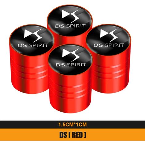 (Rouge) 4 bouchons de valve de pneu en alliage métallique compatibles avec DS SPIRIT DS3 DS4 DS4S DS5 5LS DS6 DS7 DS9 WILD RUBIS E Tense DIVINEDS (1/5)