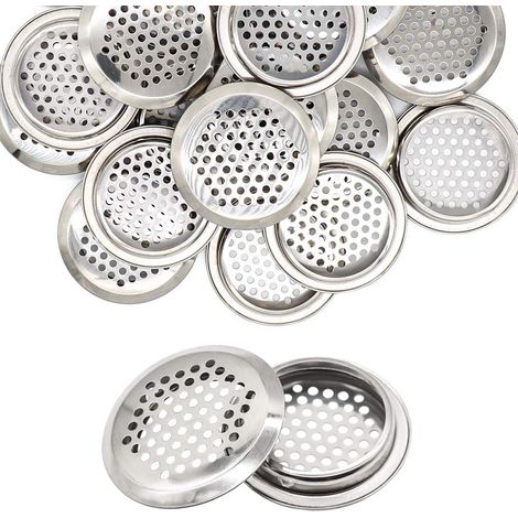 Grille D Aeration Ronde - Inox 53 mm - Pour Armoires Placards Cabinets Bureau Salle De Bain - Lot De 20
