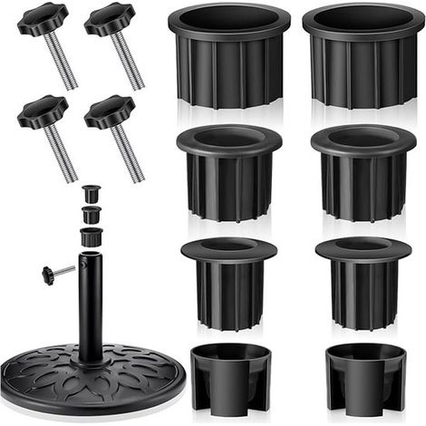 Ensemble de 12 inserts adaptateurs pour pieds de parasol (colonne centrale 48/38/32 mm), bagues de réduction, bagues d'adaptation, pièces de rechange pour parasols (1/5)