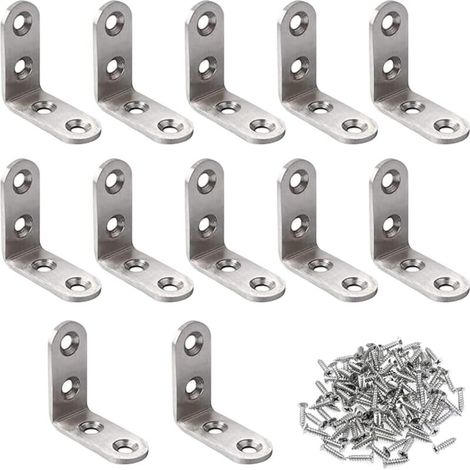 CSPARKV Équerre de Fixation Inox, Angle Droit Support, Supports à Angle Droit De 90 Degrés, 12 Pièces 40x40mm Raccord D'angle, Renforts D'Angle pour la Fixation et la Réparation de Meubles avec 50 Piè (1/5)
