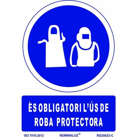 Señal de obligación en Catalán "És Obligatori L´Ús De Roba Protectora" SEKURECO