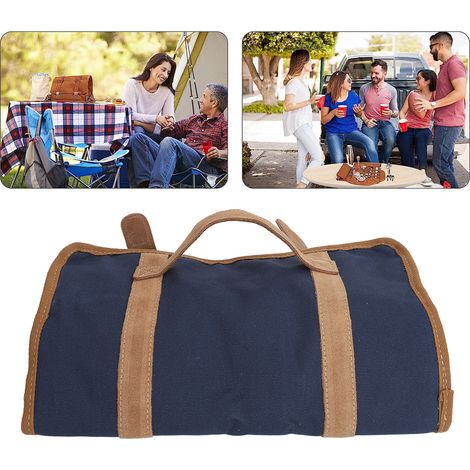 Tragbare Barkeepertasche aus Canvas für Camping - Weiche und tragbare Aufbewahrungstasche für Barkeeperutensilien, in Blau. (1/5)
