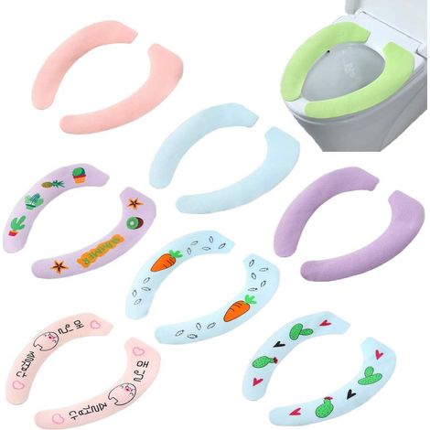 ZOLGINAH 8 Paires Coussin Siège de Toilette Lavable, Siège Toilette Étanche Domestique, Lavable Universel Les Dessins Animés Velours Cristal Coussinets Siège Toilette pour Siège Toilette Universel (8 (1/5)