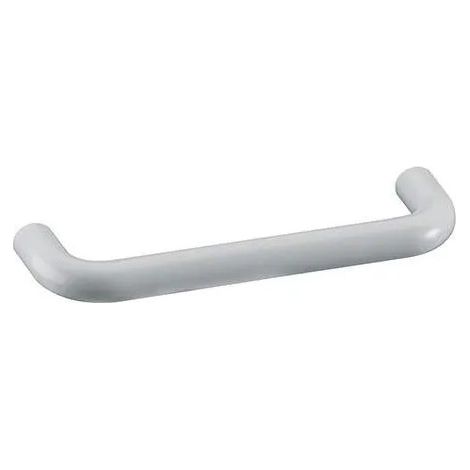 Drahtgriff aus weißem PVC, L.105mm, B.10mm, T.28mm, Achsabstand 96mm, 1 Stück mit Schrauben.