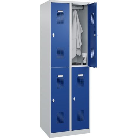 C+P Casier double étage Base PLUS, 4 compartiments, 1850x600x500mm, 7035/5010 (1/5)
