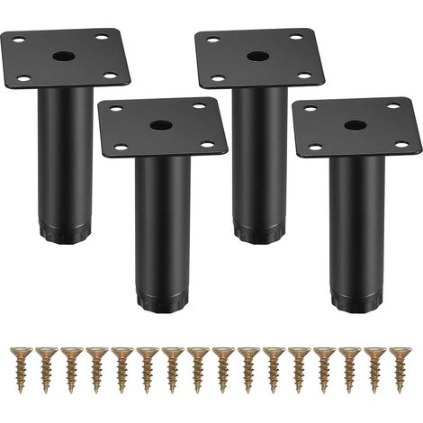 4 pezzi Gambe per mobili, Gambe per mobili regolabili da 8 cm/3,15 pollici, Piedini di supporto di fissaggio in metallo per mobili/tavoli/sedie/scrivanie/cucine/armadi/divani (1/5)