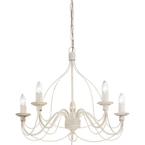 Ideal Lux Corte - 5 Licht Kronleuchter Antik Weiß Finish, E14