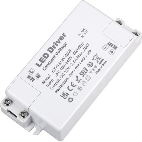 Alimentateur LED 12V 30W, Transformateur AC 110/220V à DC 12V 2.5A Convertisseur à Tension Constante, Transformateur Basse Tension, Pour Éclairage et Bande LED (1/5)
