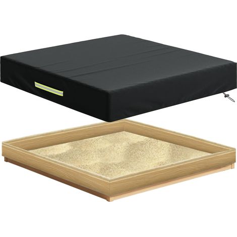 Housse de protection pour bac à sable 150x150, bâche de protection pour bac à sable imperméable en tissu Oxford 210D avec cordon de serrage et bandes fluorescentes 150 150 20 cm (1/5)