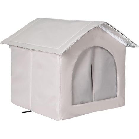 Maison pour Chat D'Extérieur Lit Chaud avec Moustiquaire Abri D Hiver Pour Chat D Extérieur Pour Chiot Chien Petit Moyen Temps Froid Intérieur Jardin Cour Patio