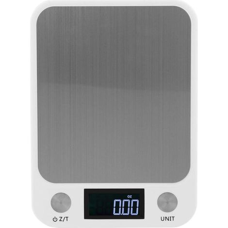 Küchenwaage, Lebensmittelwaage, tragbare Mini-Edelstahl-Küche, elektronische Digitalwaage, Backzubehör zum Kochen, Backen, Wiegen, 5 kg/1 g (weiß) - Crezuo