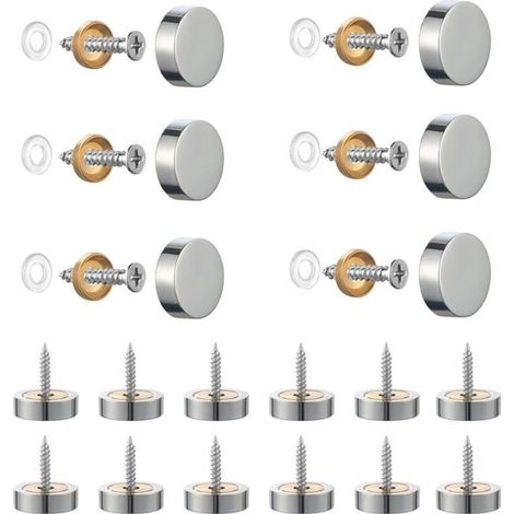 20 tornillos de acero inoxidable cepillado con tapas plateadas, de 12/14 x 5 mm, resistentes a la corrosión. (1/4)
