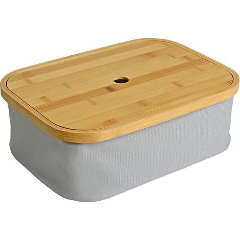 Faltbarer Bambuskorb Aufbewahrungsbox Hellgrau 35x25x12 cm Aufbewahrungskorb (1/5)