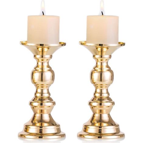 2 Pièces Supports de Bougie Pilier en Métal Doré, Mariage, Centres de Bougeoirs pour Bougies de 50mm avec Support Décoration Idéal pour Les Mariages, Événements Spéciaux, Fêtes (1/5)