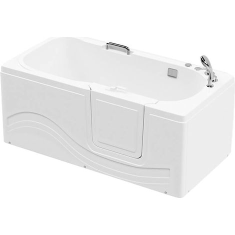 Home Deluxe – Baignoire à porte pour seniors avec jacuzzi – Dimensions 153 x 76 x 64 cm – Accès facile et buses de massage intégrées – Construction durable
