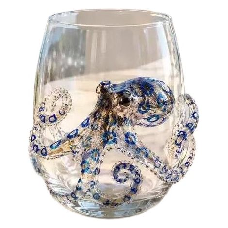 Verre à whisky en verre soufflé, modèle 3D pieuvre (1/2)