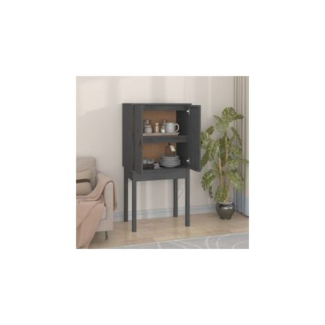 Buffet haut Gris 60x40x120 Bois massif de pin (1/5)