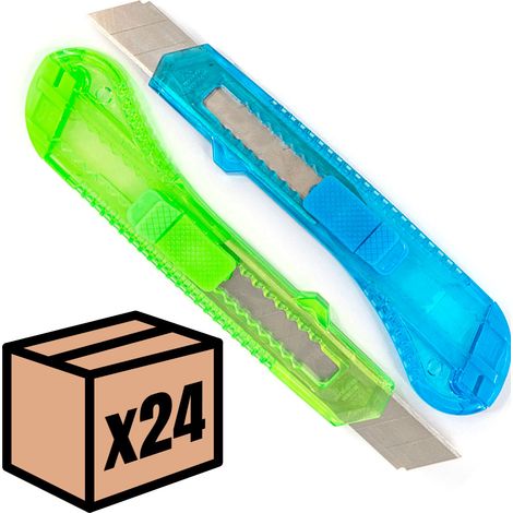 Lot de cutters rétractables Couteau utilitaire avec 100 lames 18mm Taille - Lot de 24 (1/5)
