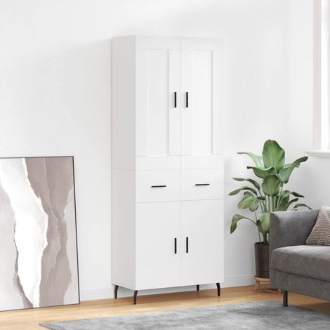 Buffet haut,Buffet de salon,Commode Meuble de rangement,Style Industriel Blanc 69,5x34x180 cm Bois d'ingénierie VNWE506824 (1/5)