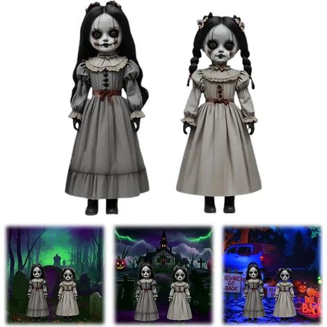 Halloween fantôme poupée décoration au sol effrayante plug-in swing contrôle vocal horreur prop 2pcs