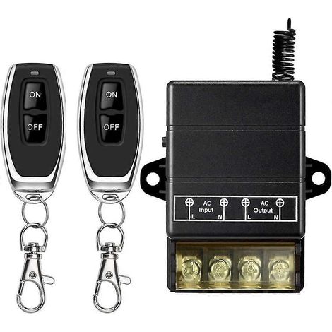 Interrupteur à distance sans fil, compatible avec les systèmes de sécurité de pompes, les rideaux de porte, les barrières, etc. (110 V/220 V/230 V/240 V CA). Portée de 100 m (328 pieds). (1/3)