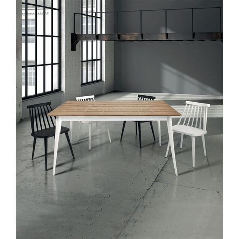 Tavolo di Design in Legno Allungabile Abete Spazzolato Bicolore  Dimensione Tavoli: 160 x 85 + 1 allunga 50 cm
