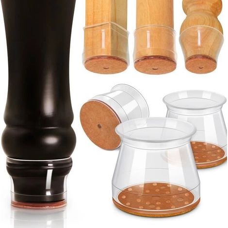 Lot de 24 protections en silicone transparent pour pieds de chaise, pieds de chaise, protections pour pieds de chaise, coussinets en silicone pour meubles (1/4)