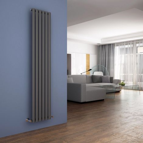 ELEGANT 1800 x 354mm Anthracite Designer Radiator Vertical Oval Column Panel Single Panel Rad