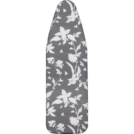 Housse Tables à Repasser 140x50cm, Grande Housse de Planche à Repasser avec Dessus 100% Coton et Rembourrage épais, Facile à Mettre en Place et Résistante aux Brûlures (L, Fleur Grise) (1/5)