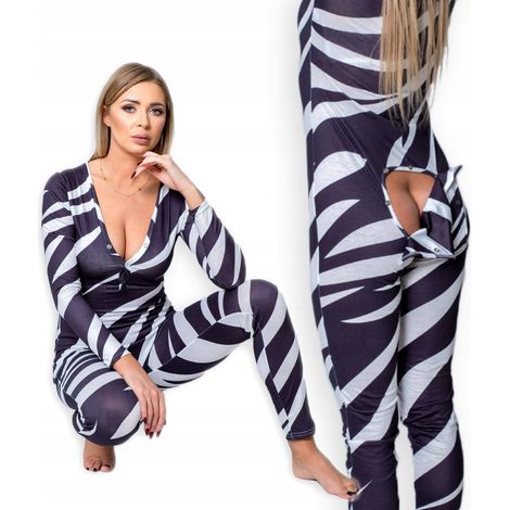 Damenpyjama mit Zebrastreifen, Valentinstagsgeschenk für Sie, Größe M