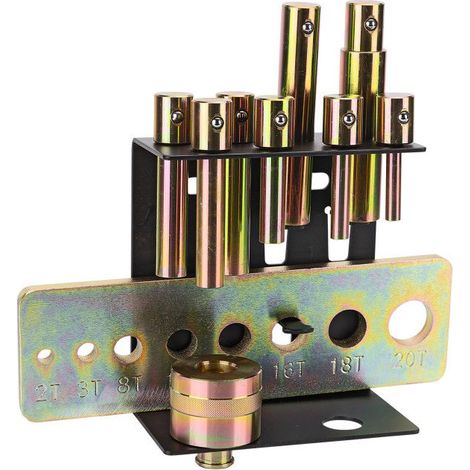 Dema – Outils de pression pour presse d'atelier 2 à 20T – Acier galvanisé – Adaptateur Ø 22 mm – Fixation murale incluse – 9 pièces